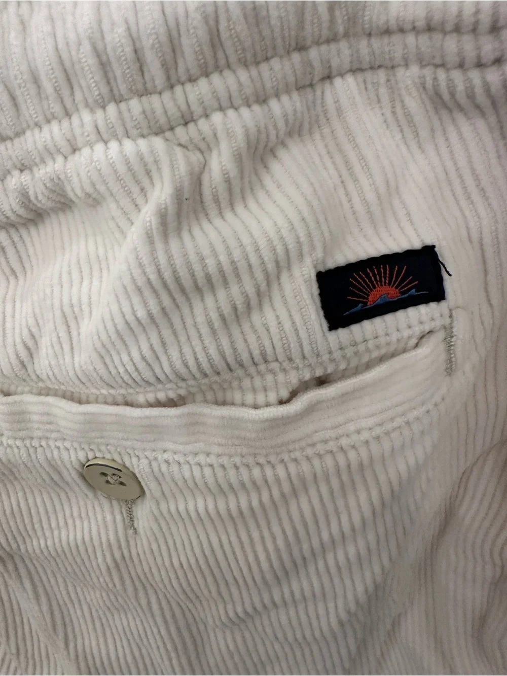 Faherty Corduroy Shorts Mens XXL White Stretch Elastic Waist Organic Cotton 6”